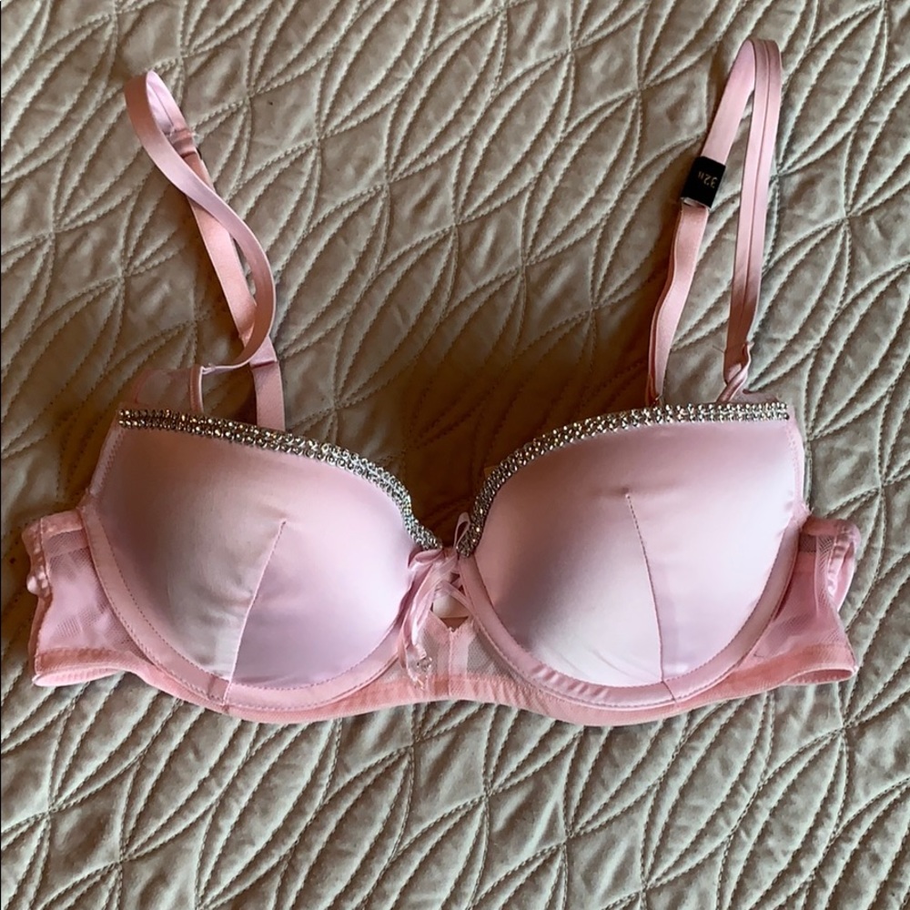CUTE Satin and Rhinestone Push-up Bra